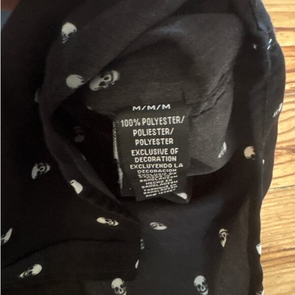 Drill Clothing Co black skull print short sleeve button up shirt SIZE M - Picture 4 of 5